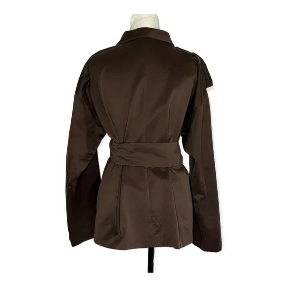 Fendi Brown Front Wrap Collared Jacket